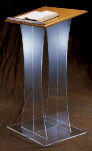 3304W Acrylic Lectern with Wood Top
