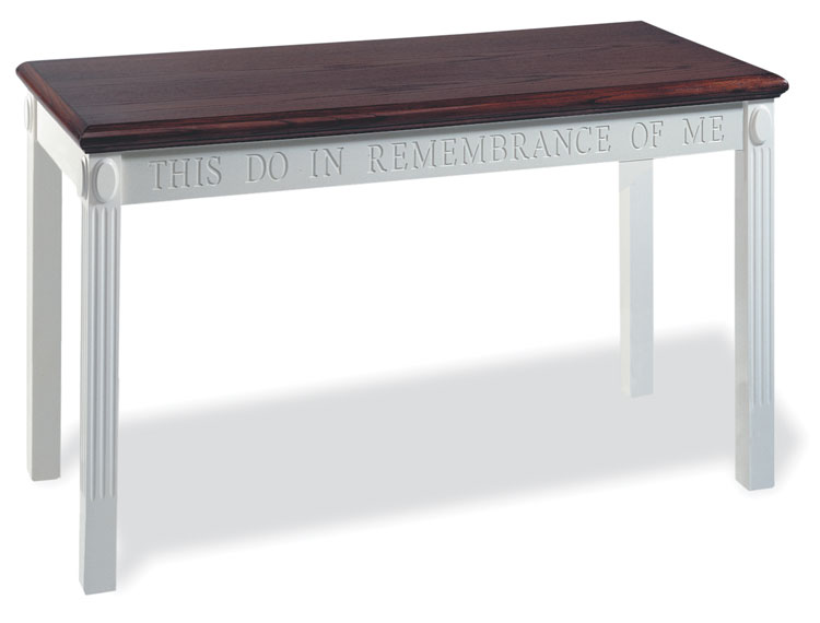 Wooden Open Communion Table in White w/ Stain
