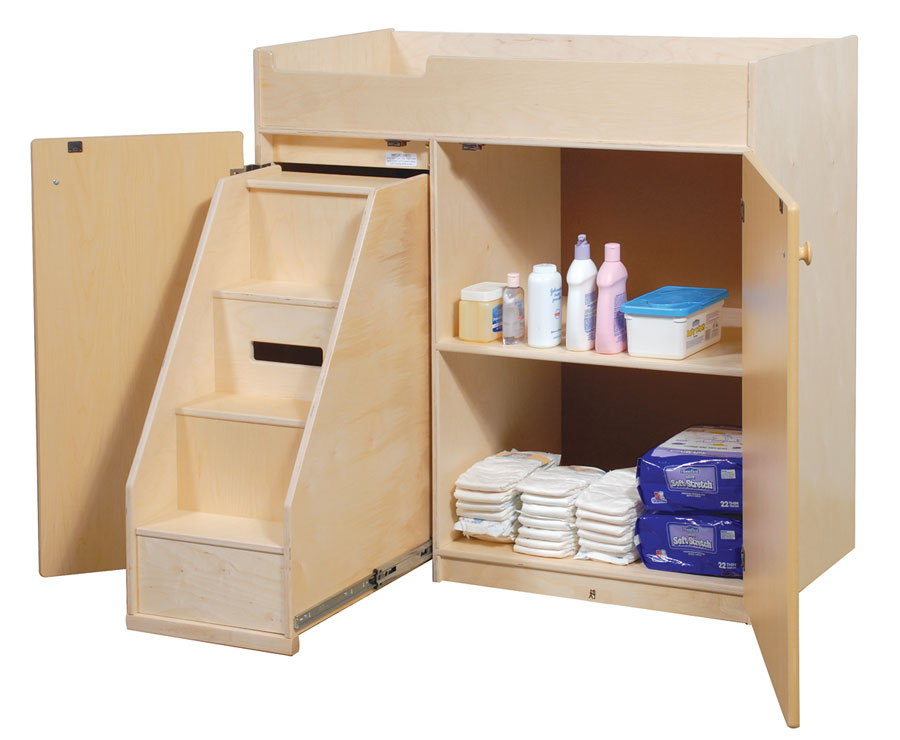 Church Nursery Wood Changing Table w/ Steps (SWP1039S)